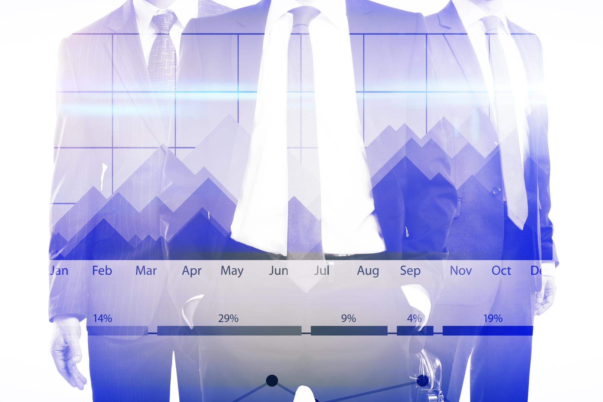 Diagramm mit Prognosen auf transparentem Display
