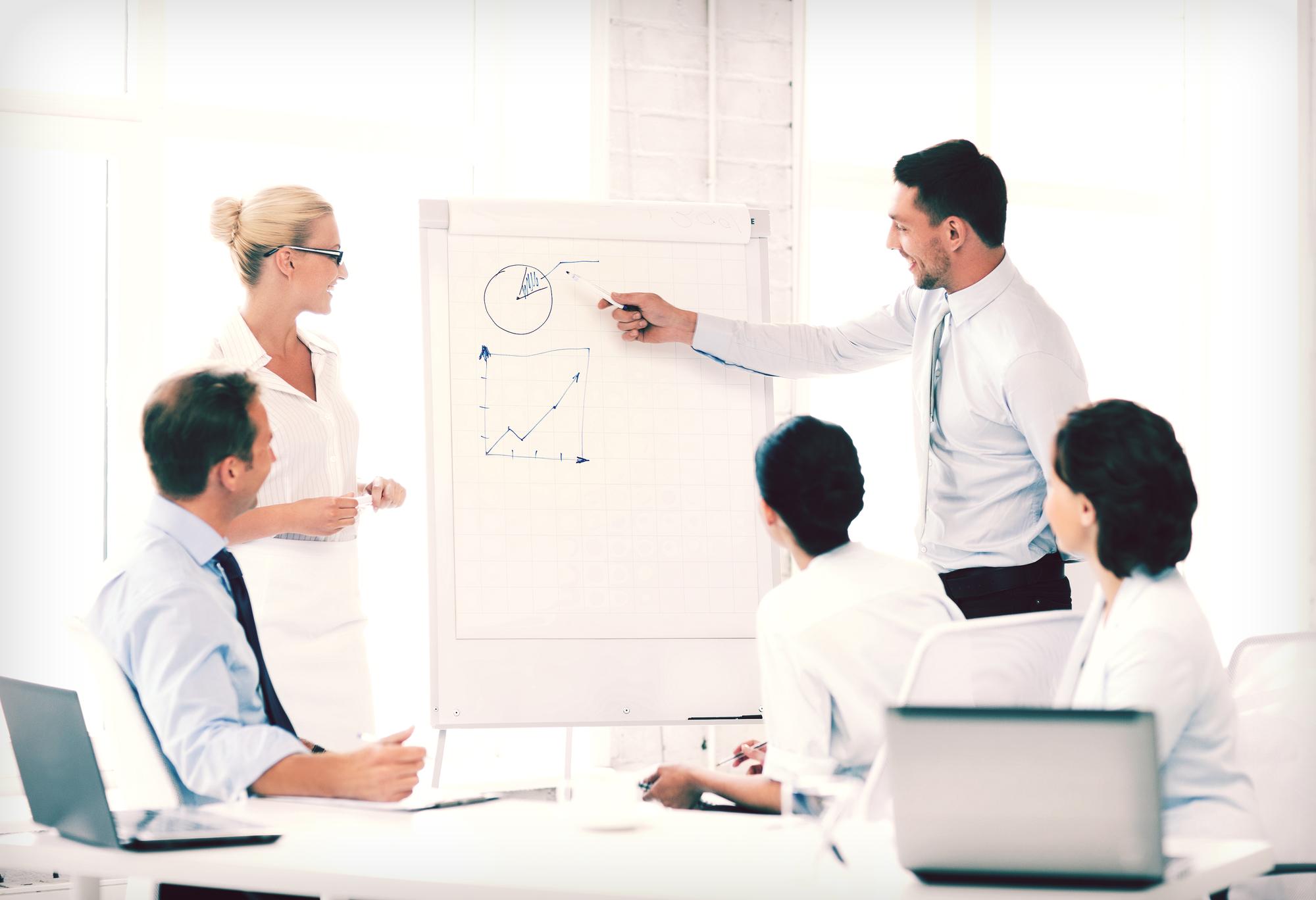 Beraterin erklärt Struktur am Whiteboard